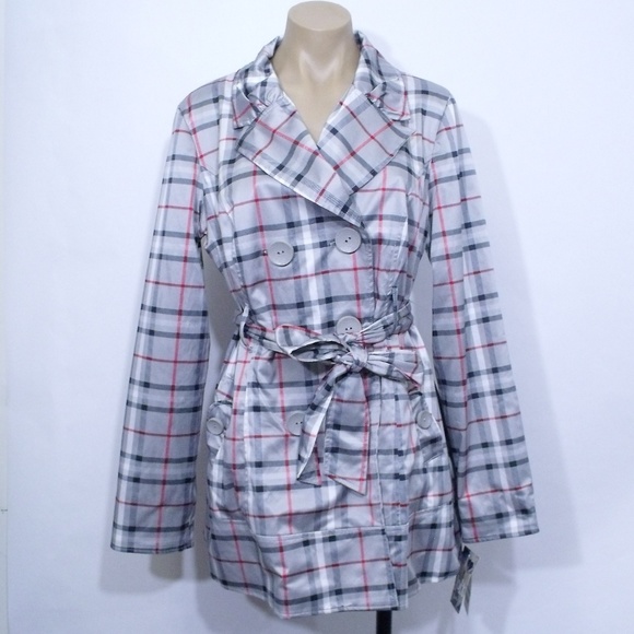 Jolt Jackets & Blazers - Jolt Gray Plaid Pea Coat
